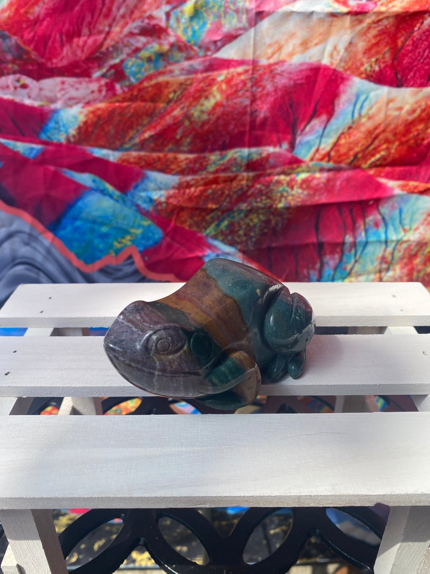 Ocean Jasper Frog Carving