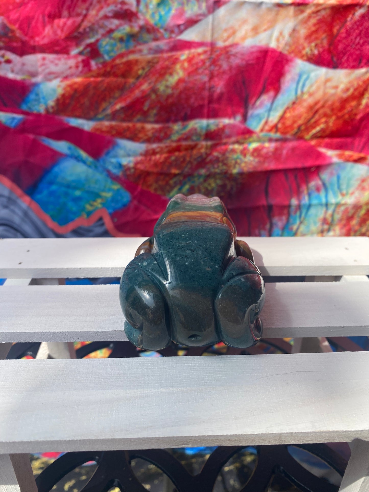 Ocean Jasper Frog Carving