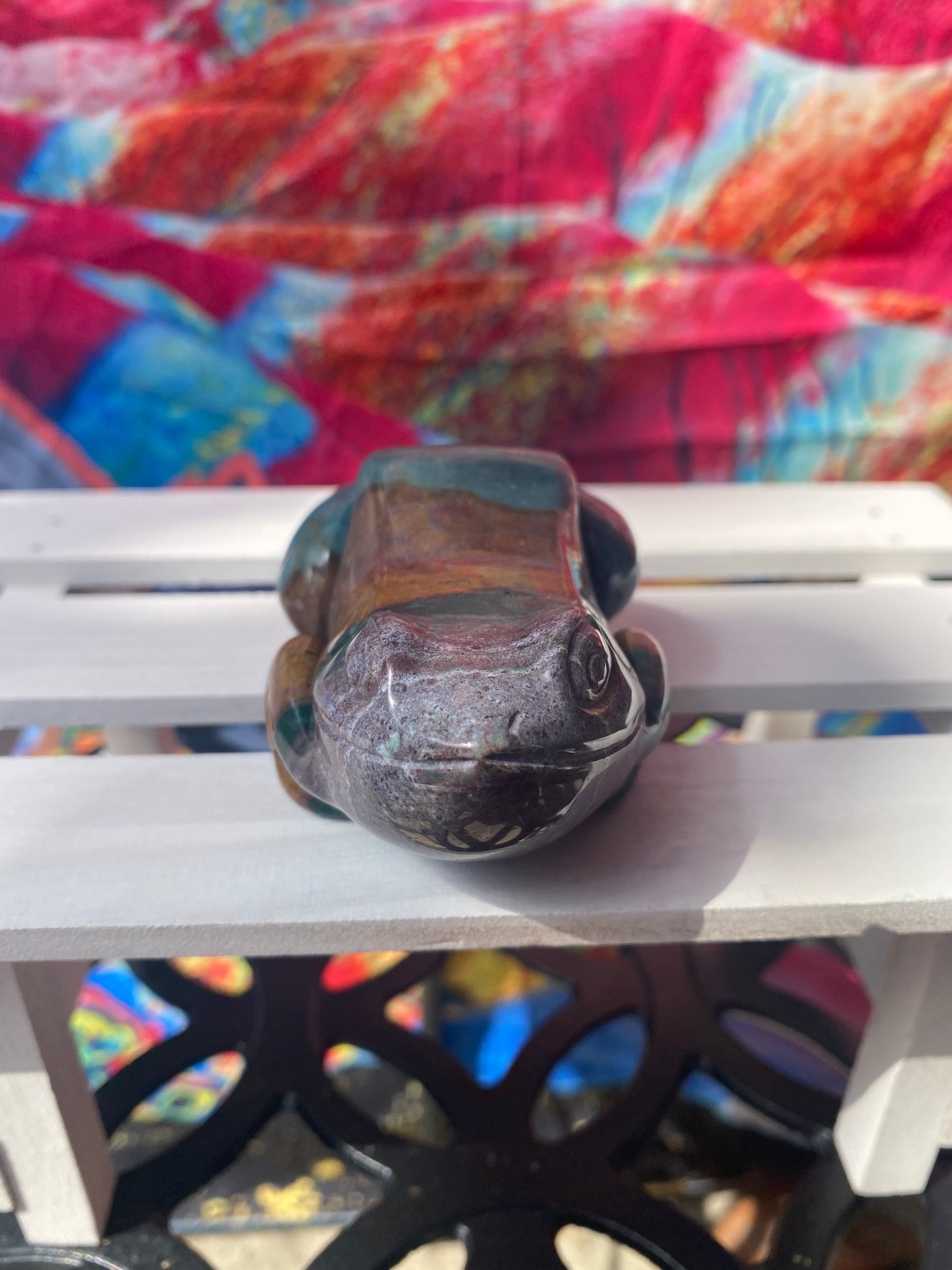 Ocean Jasper Frog Carving