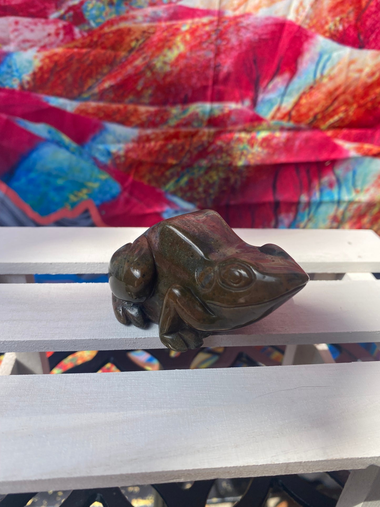 Ocean Jasper Frog Carving
