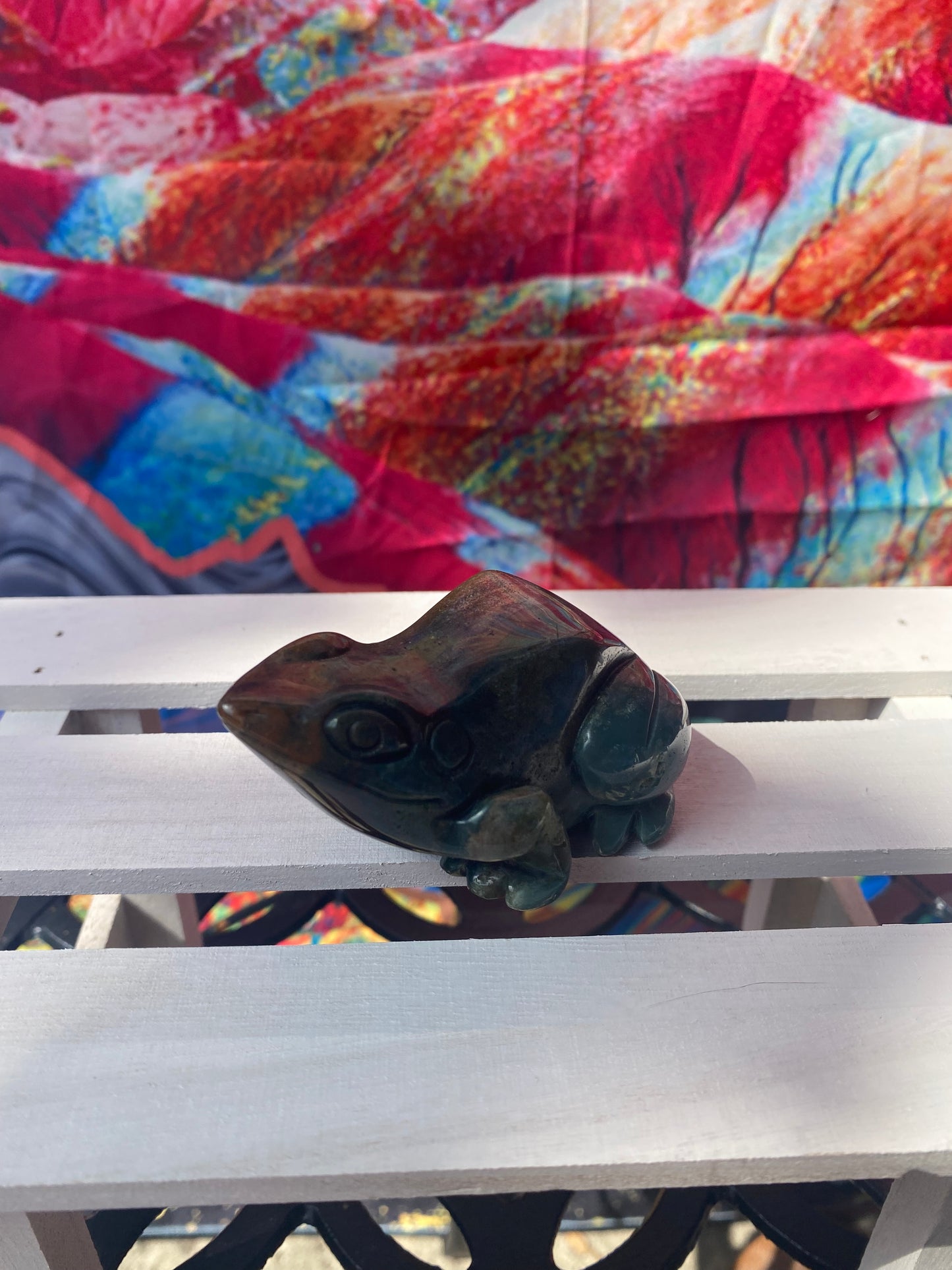 Ocean Jasper Frog Carving