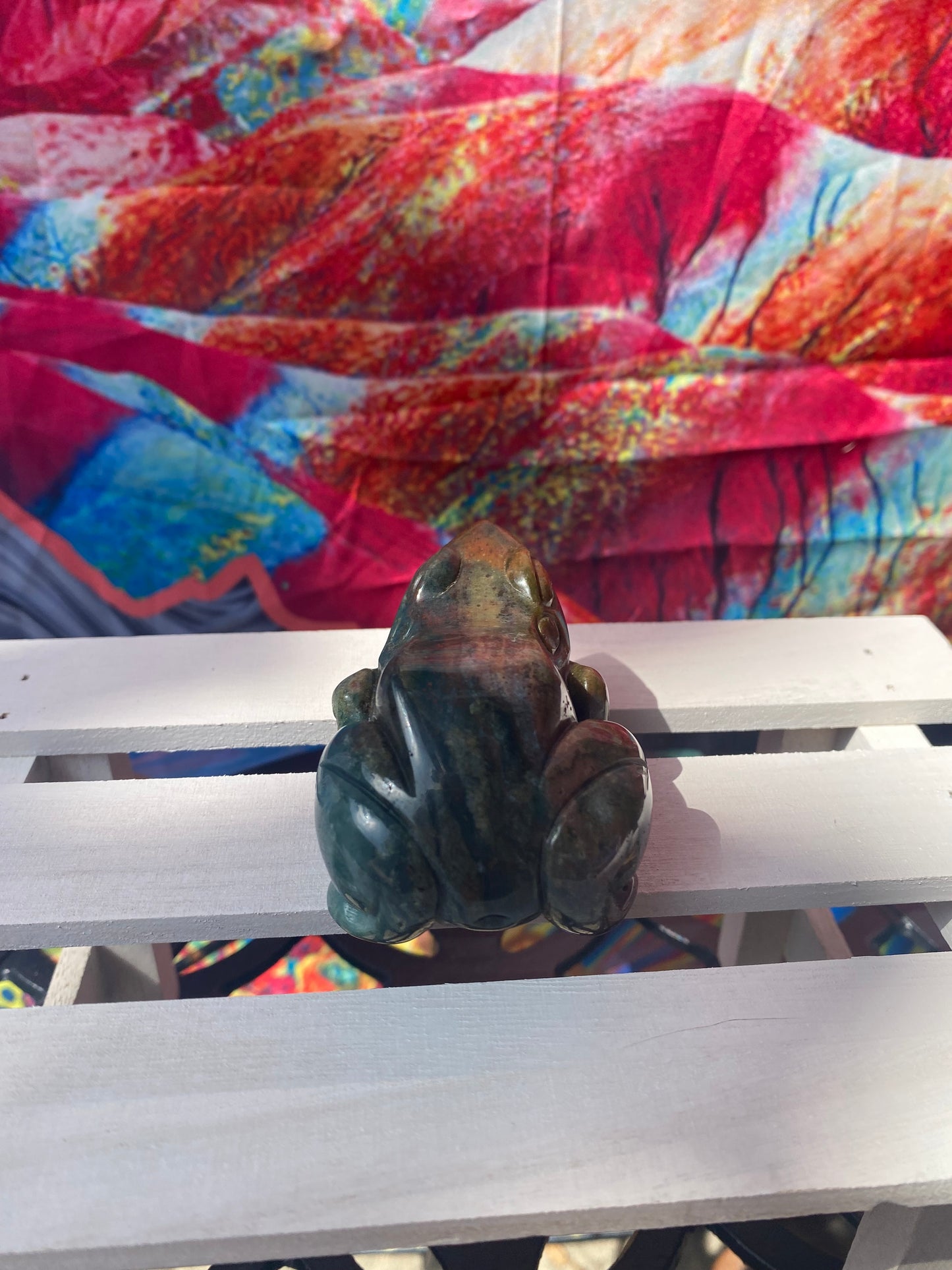 Ocean Jasper Frog Carving
