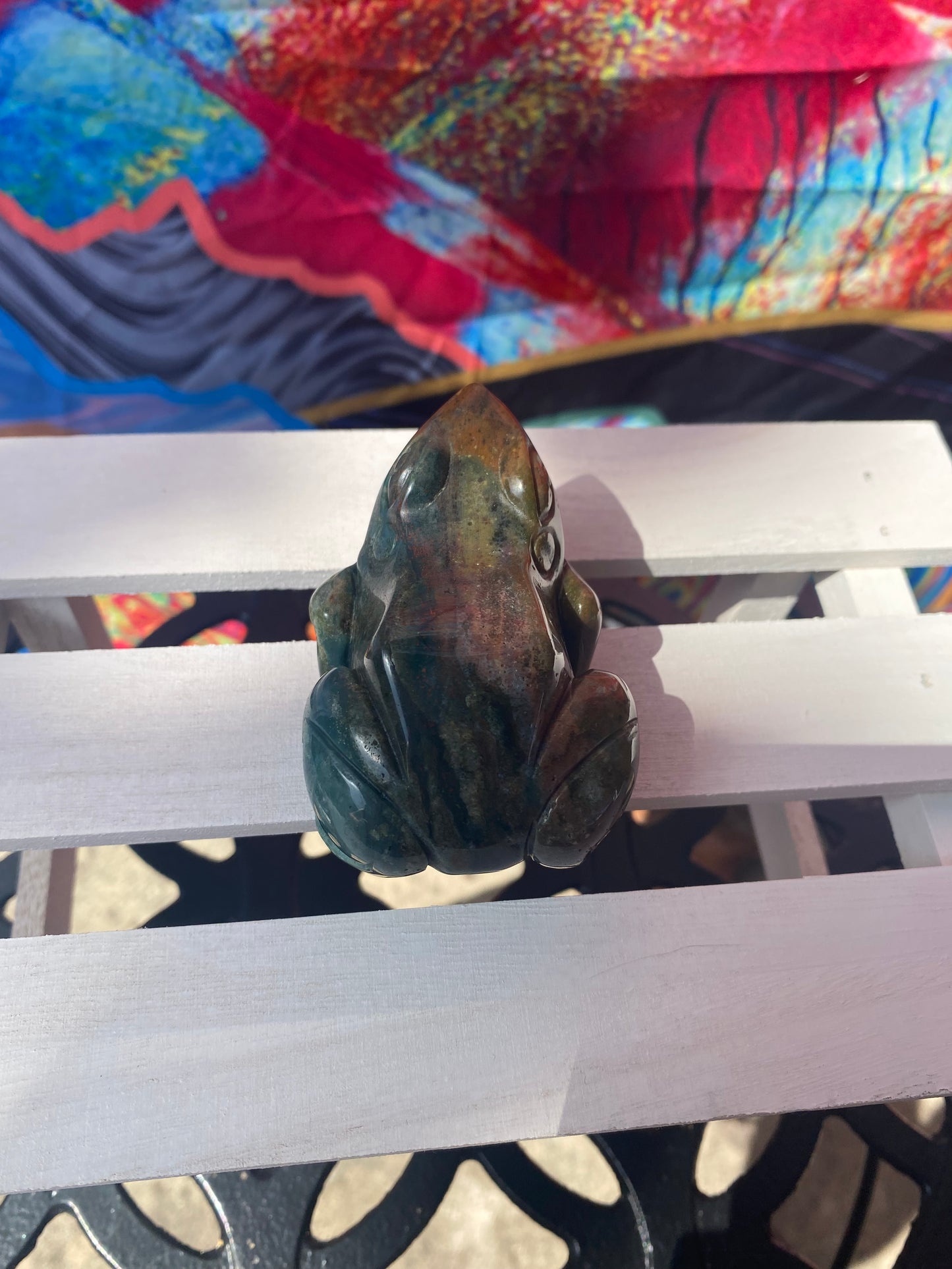 Ocean Jasper Frog Carving